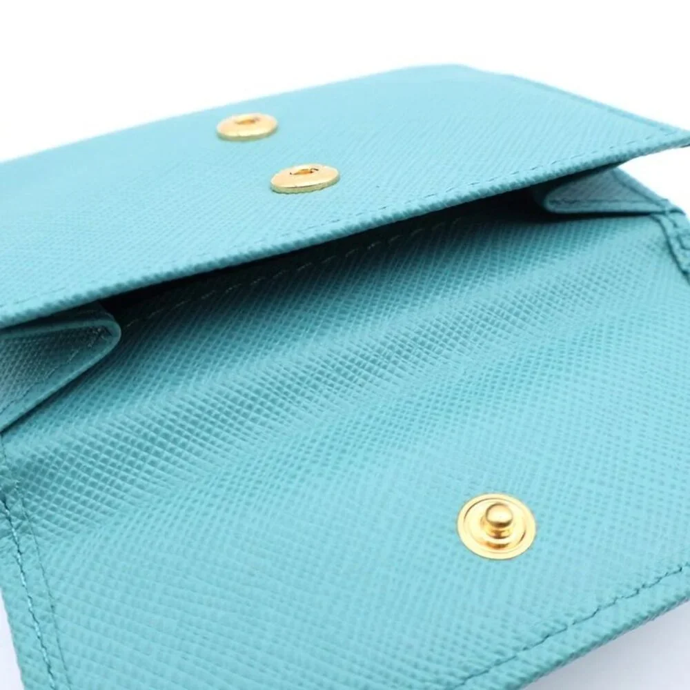 Prada Saffiano Trifold Wallet Aqua Leather Green - Picture 5 of 6